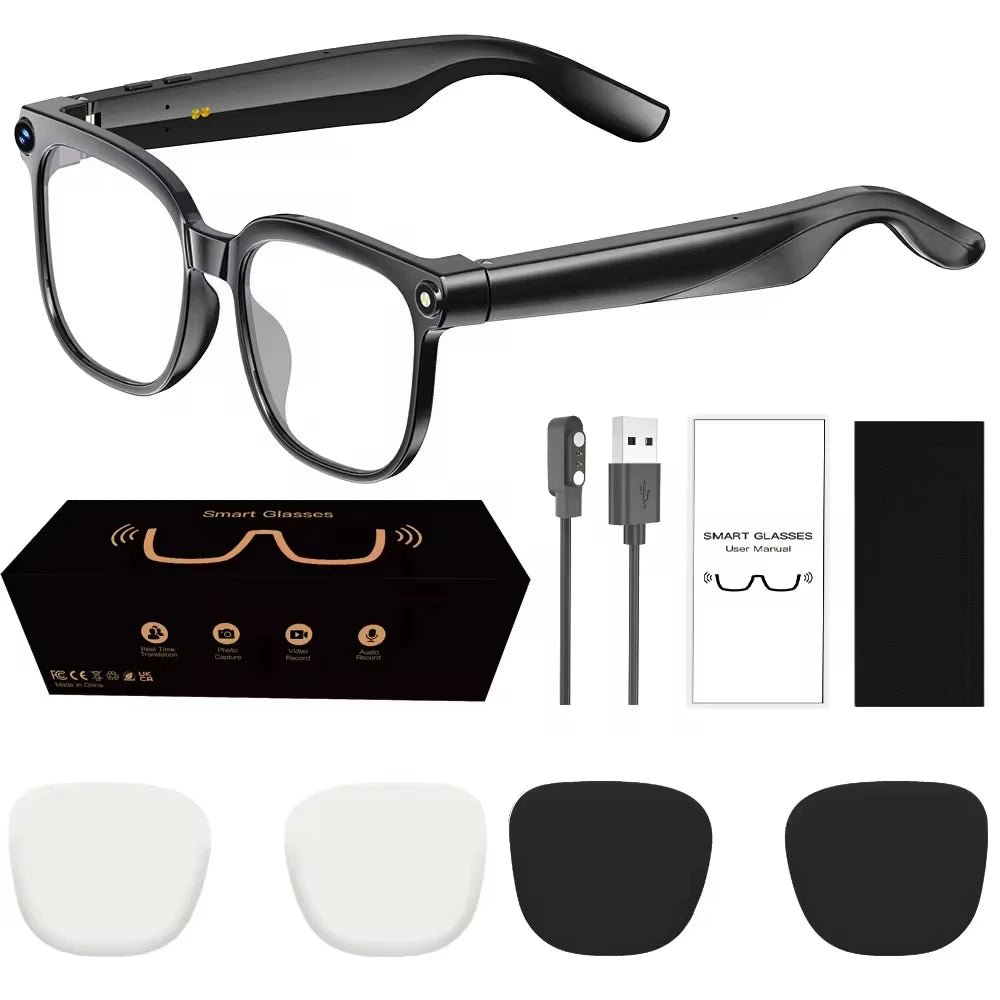 Smart Glasses for Outdoor Sports Listen Music for Calling Navigation IP67 Waterproof 1080P Video AI Assistant UV