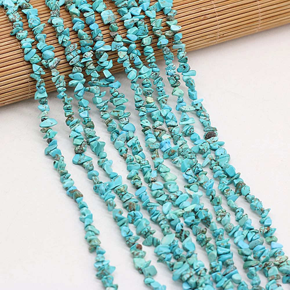 40cm Natuurlike Blou Turkoois Klip Onreëlmatige Spaanders Gruis Los Krale vir Vroue Armband Juweliersware Toebehore Grootte 3x5-4x6mm