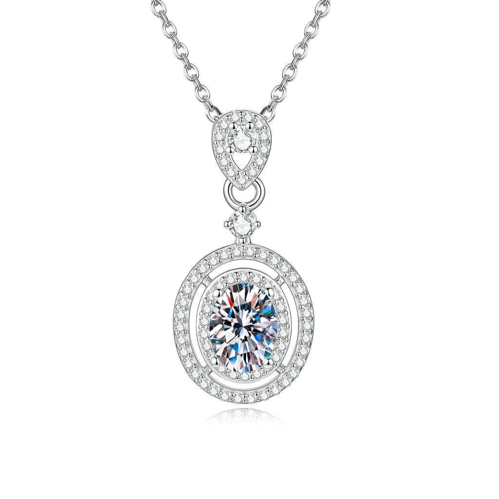 Moissanite S925 Sterling Silver Necklace Oval Pigeon Egg Gold Clavicle Chain Pendant Jewelry Accessories