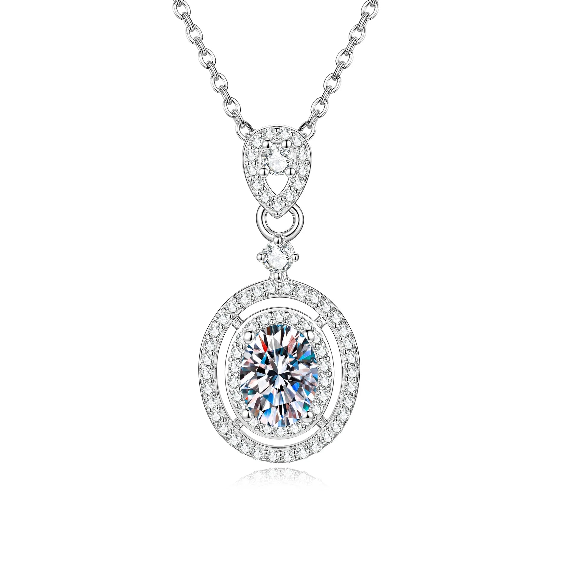Moissanite S925 Sterling Silver Necklace Oval Pigeon Egg Gold Clavicle Chain Pendant Jewelry Accessories