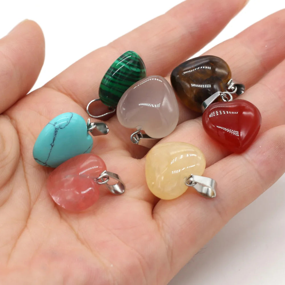 12pcs Natural Stone Pendant Mix Colors Women Natural Jewelry Charms fit DIY Necklace Making Wholesale Multiple Shapes
