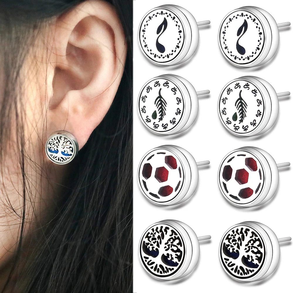 New Aromatherapy Ear Studs Earrings Stainless Steel Spiral Open Perfume Locket Angel Wings Fashion Women Earrings 2022 Jewelry