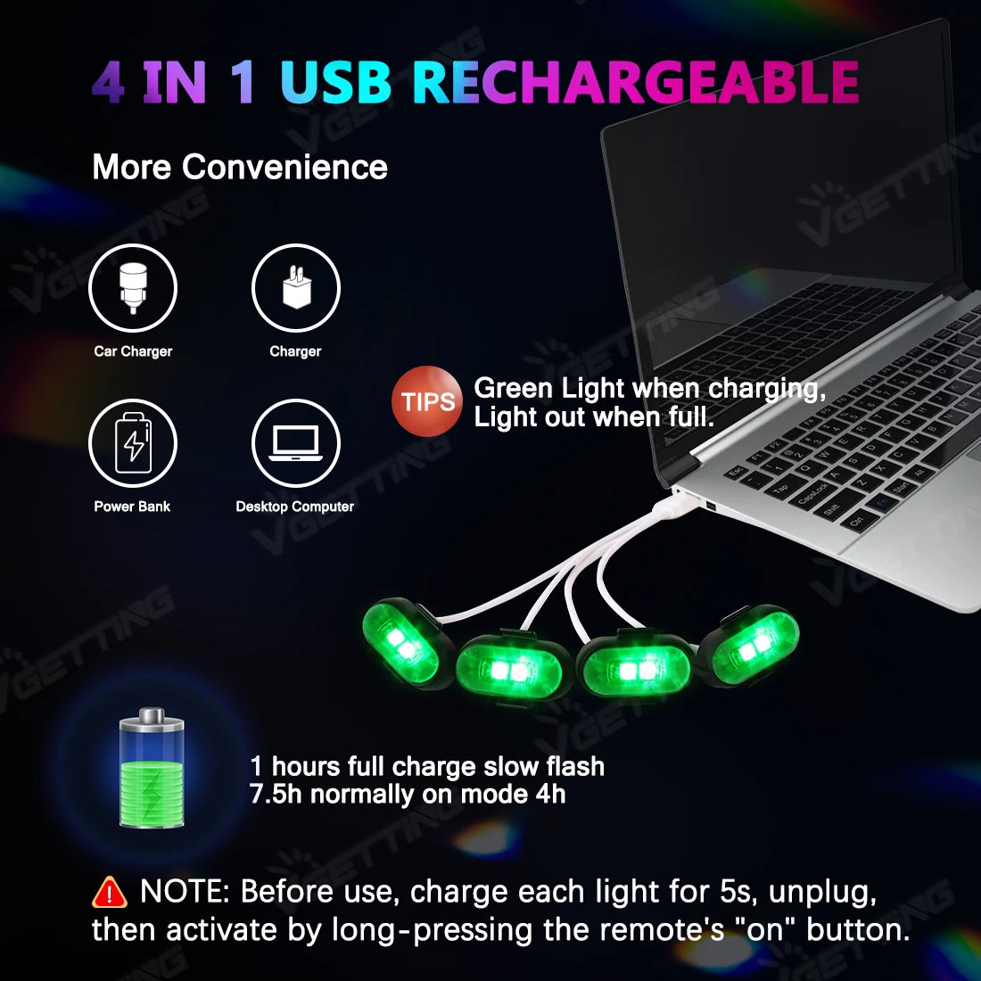 Wireless LED Strobe Lights for Car Motorcycle Drone Aircraft Bike with Remote Control 8 Colors USB Charing LED Warning Light