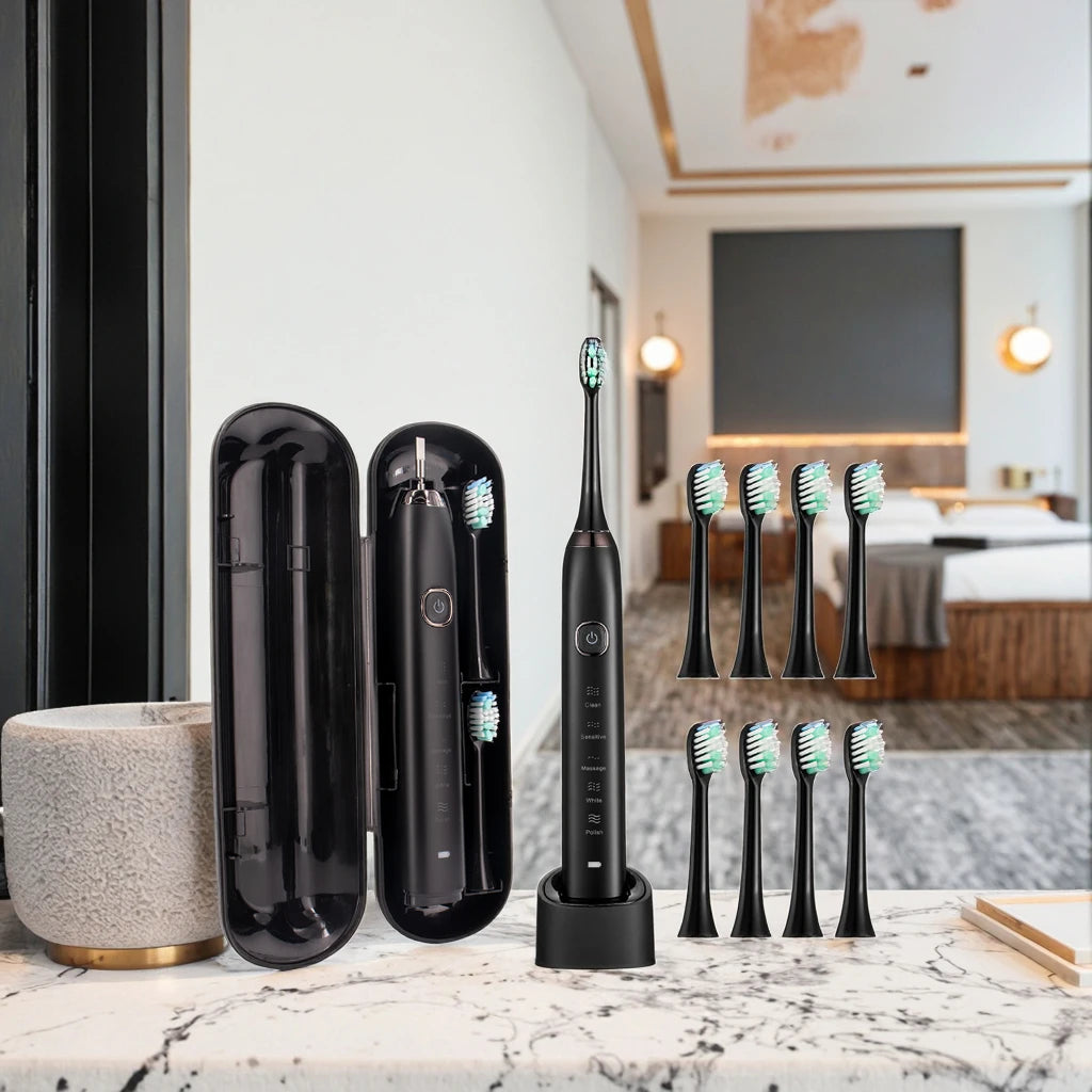 2025 Hot Selling IPX7 Waterproof Sonic Electric Toothbrush Portable Wireless Automatic Medium Cleaning for Home & Hotels