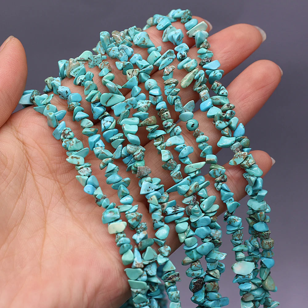 40cm Natuurlike Blou Turkoois Klip Onreëlmatige Spaanders Gruis Los Krale vir Vroue Armband Juweliersware Toebehore Grootte 3x5-4x6mm