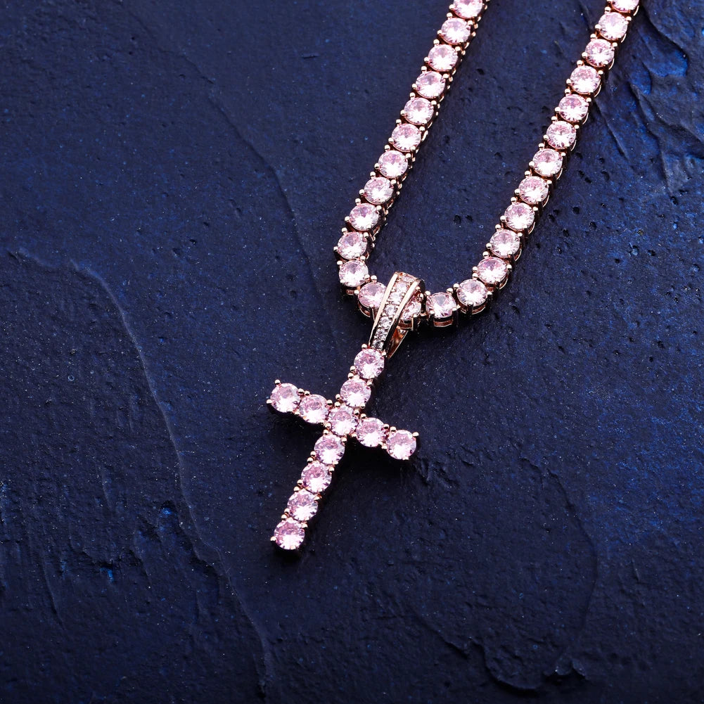 TOPGRILLZ Hip Hop Pico Harvey Cross Pendant Necklaces Micro Pave AAAA+ CZ Necklace 18'' 20'' 24" 30" Link Dropping