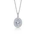 Messi Gems MSN-764 Diamond Pendant Necklace 18k White Gold 2ct D VVS2 Oval Cut Lab Grown Diamond Necklace