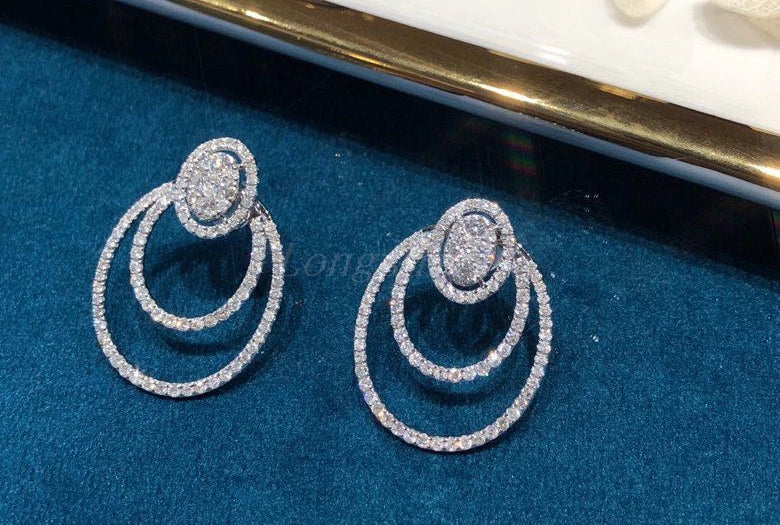 18K Gold White Color High Quality Design Free Style Fashionable Diamonds Earring Stud in Circle Hoop Earring Drop