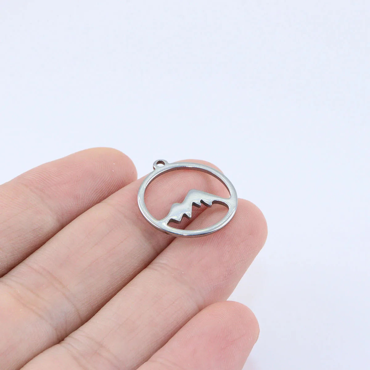 10pcs 20mm Wholesale Stainless Steel Mountain Charms Pendant DIY Necklace Earrings Bracelets Unfading Colorless 2 Colors