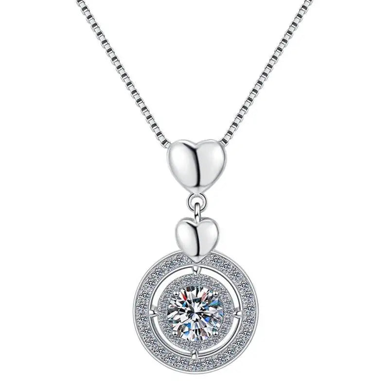 925 Sterling Silver Valentine's Day Jewelry Round 1/2ct Moissanite Diamond Necklaces