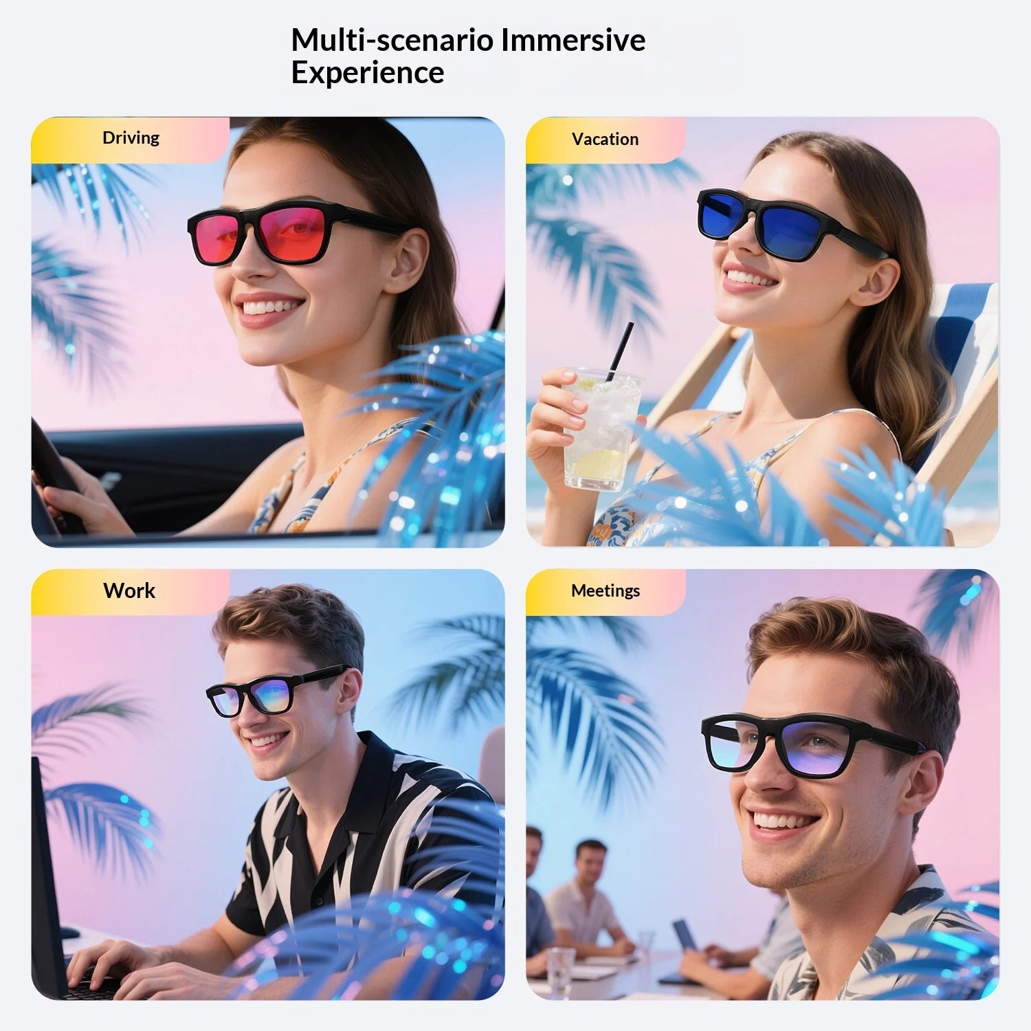 Smarte Brille mit photochromen und dimmbaren Gläsern, Unterstützung für Musikwiedergabe, Anrufe und KI-Übersetzung. Hergestellt in China.