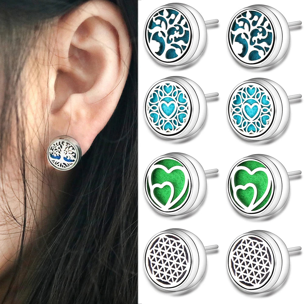 New Aromatherapy Ear Studs Earrings Stainless Steel Spiral Open Perfume Locket Angel Wings Fashion Women Earrings 2022 Jewelry