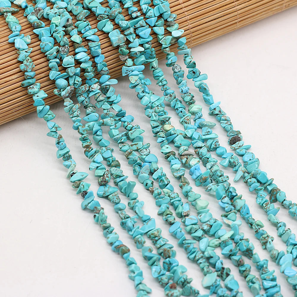 40cm Natuurlike Blou Turkoois Klip Onreëlmatige Spaanders Gruis Los Krale vir Vroue Armband Juweliersware Toebehore Grootte 3x5-4x6mm