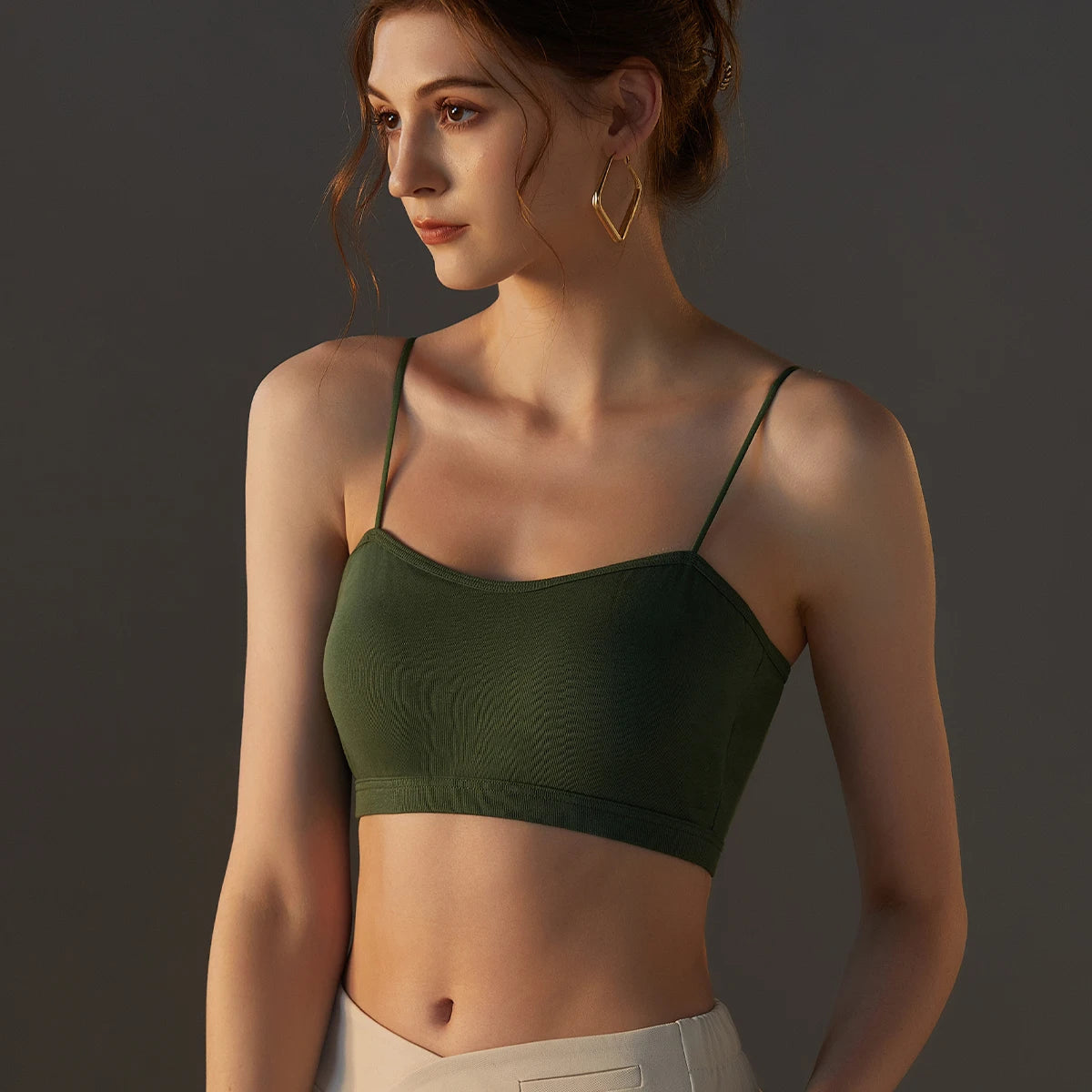 Wireless Bandeau Bra Eco-Friendly Thin Cotton Knitted Simple Design Convertible Flat Shoulder Straps Breathable Light Support