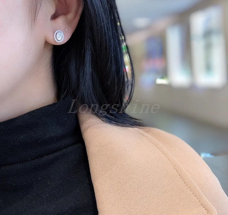 18K Gold White Color High Quality Design Free Style Fashionable Diamonds Earring Stud in Circle Hoop Earring Drop