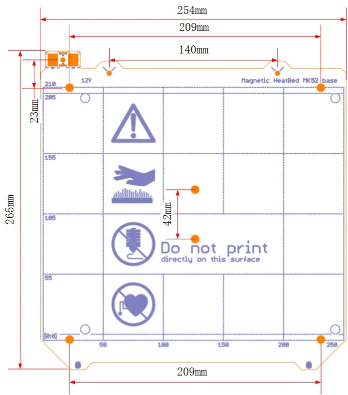 3d Printer Parts Clone Prusa i3 MK3 3d printer heated bed with/no Magnetic MK52 Heatbed bed 24V / 12V Option