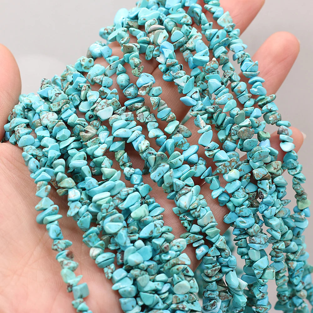 40cm Natuurlike Blou Turkoois Klip Onreëlmatige Spaanders Gruis Los Krale vir Vroue Armband Juweliersware Toebehore Grootte 3x5-4x6mm
