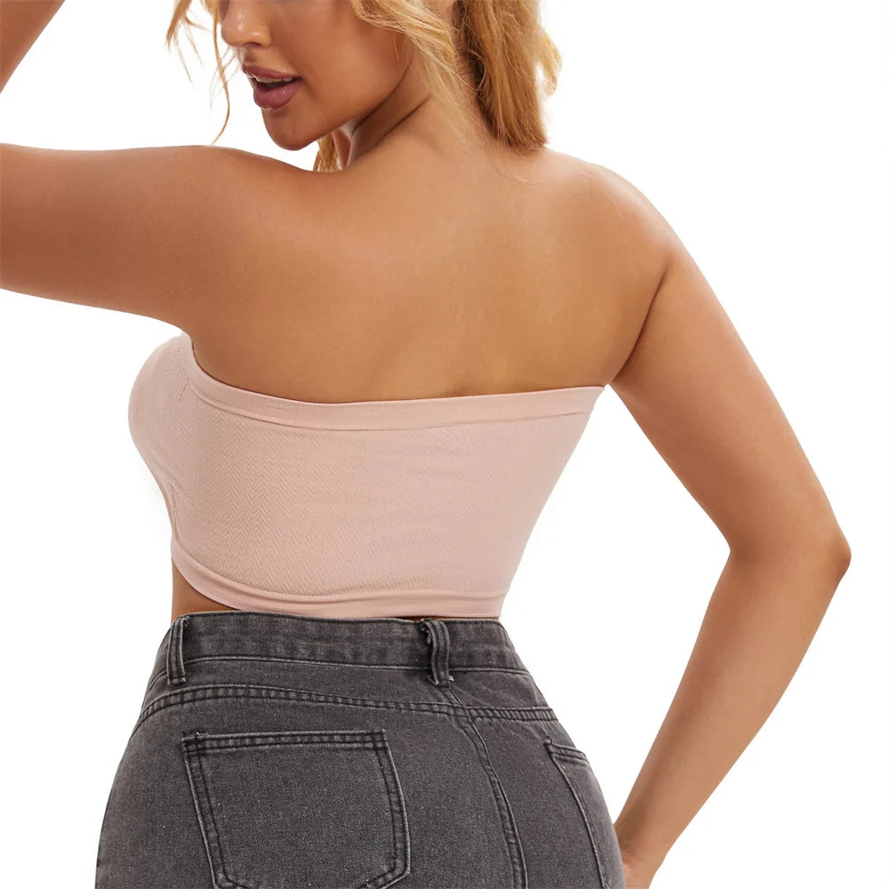 Fast Shipping Sexy Women Chest Wrap Camisole Solid Color Strapless Tops Seamless Wireless Polyamide/Elastane Breathable Tube Top