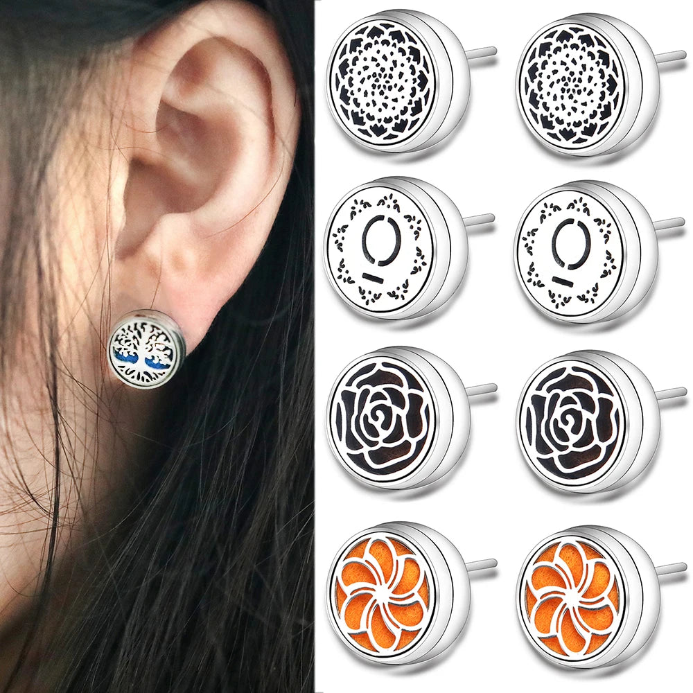 New Aromatherapy Ear Studs Earrings Stainless Steel Spiral Open Perfume Locket Angel Wings Fashion Women Earrings 2022 Jewelry