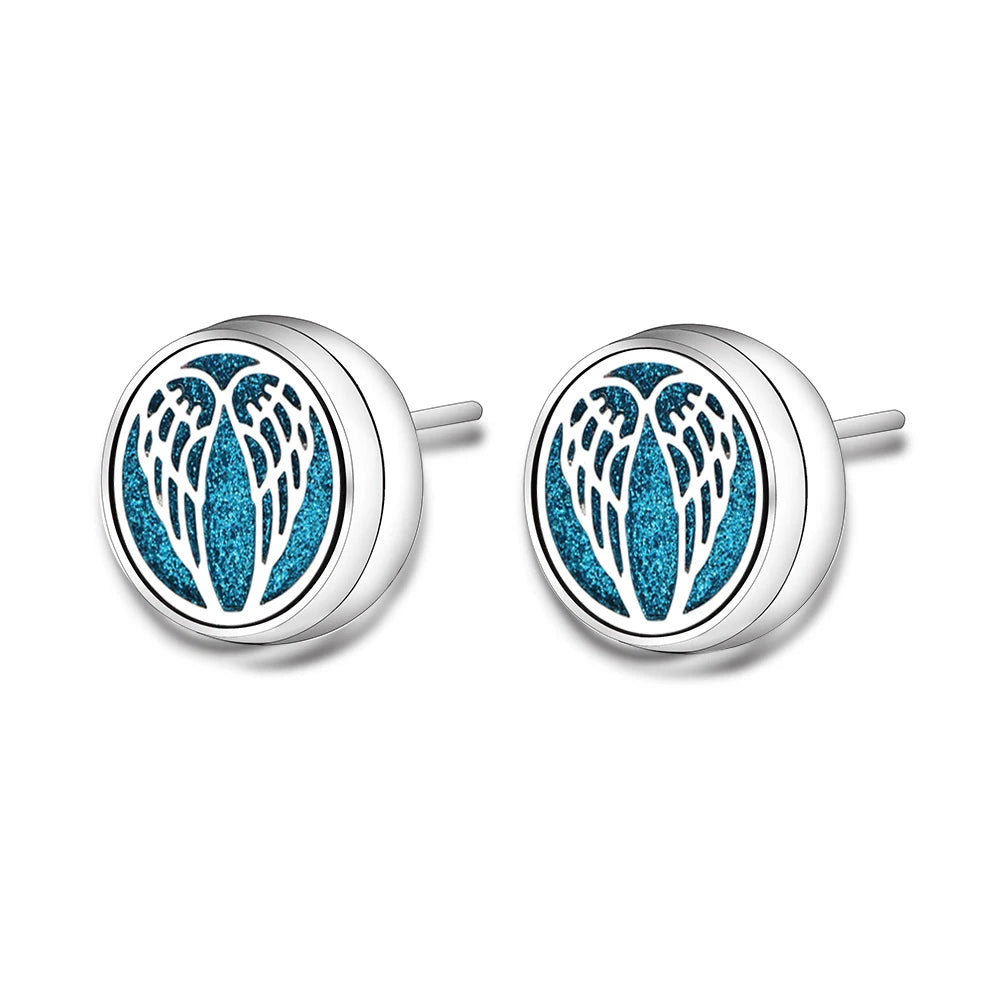 New Aromatherapy Ear Studs Earrings Stainless Steel Spiral Open Perfume Locket Angel Wings Fashion Women Earrings 2022 Jewelry
