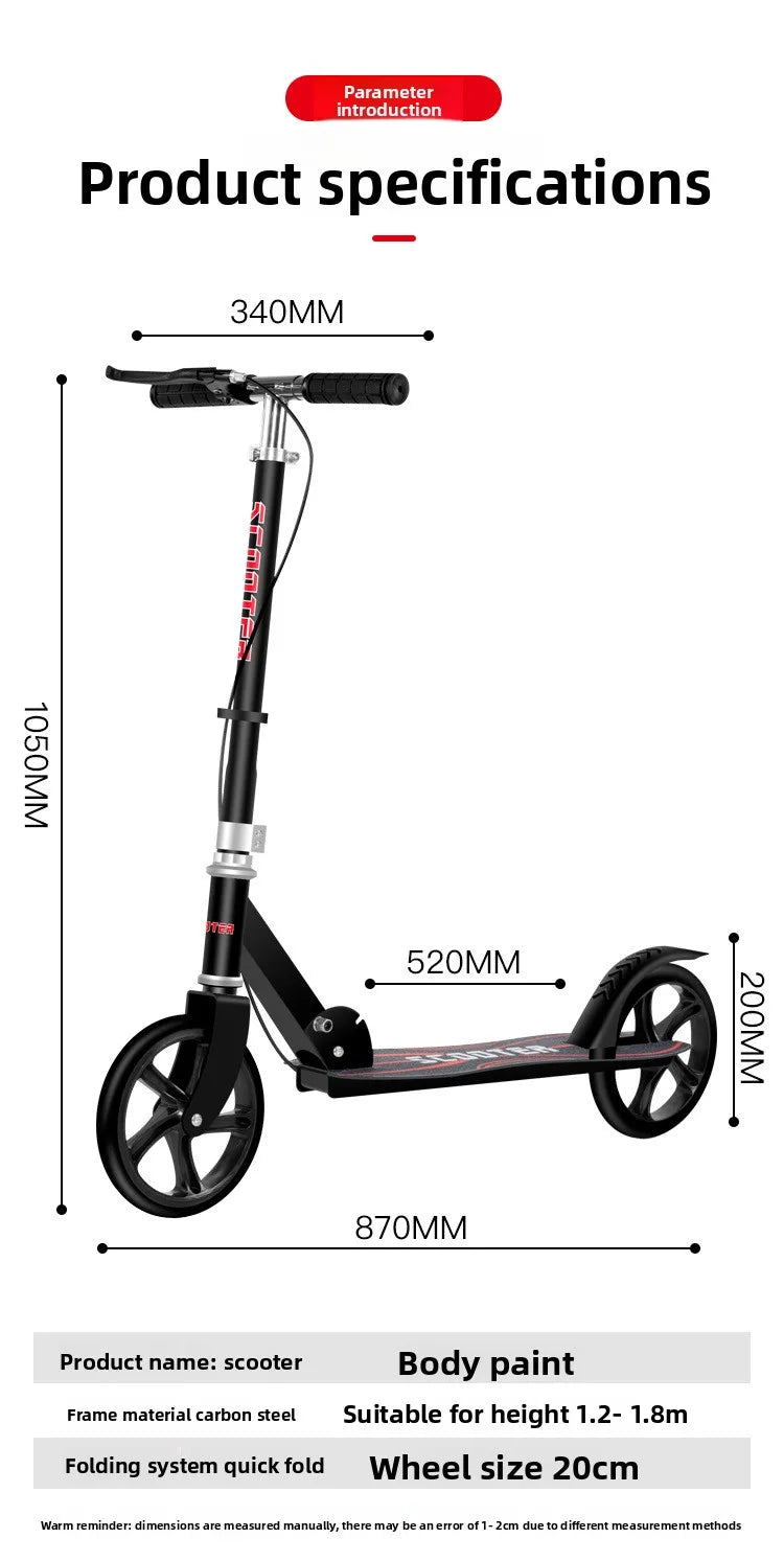 Wholesale Handbrake Foldable Scooter for Adults Teenagers Children Two-Wheel Commuter Scooter for City Campus Use