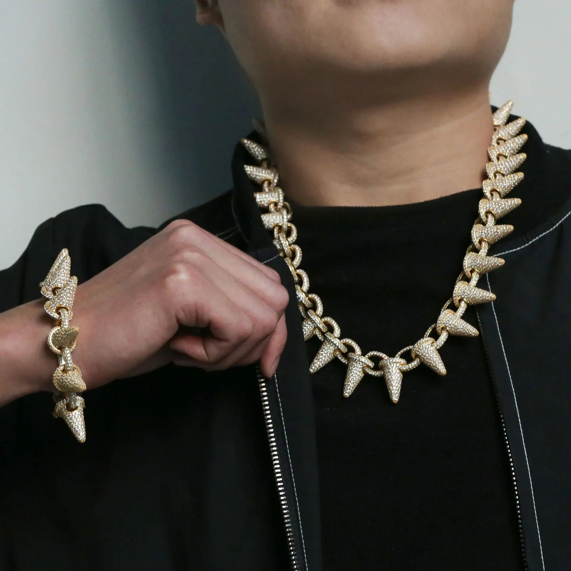 28mm Iced Out Heavy Punk Rivet Chokers Bling Cubic Zircon Mens Hip Hop CZ Necklace Jewelry Gold Silver Color Chain 18" 22" Chain