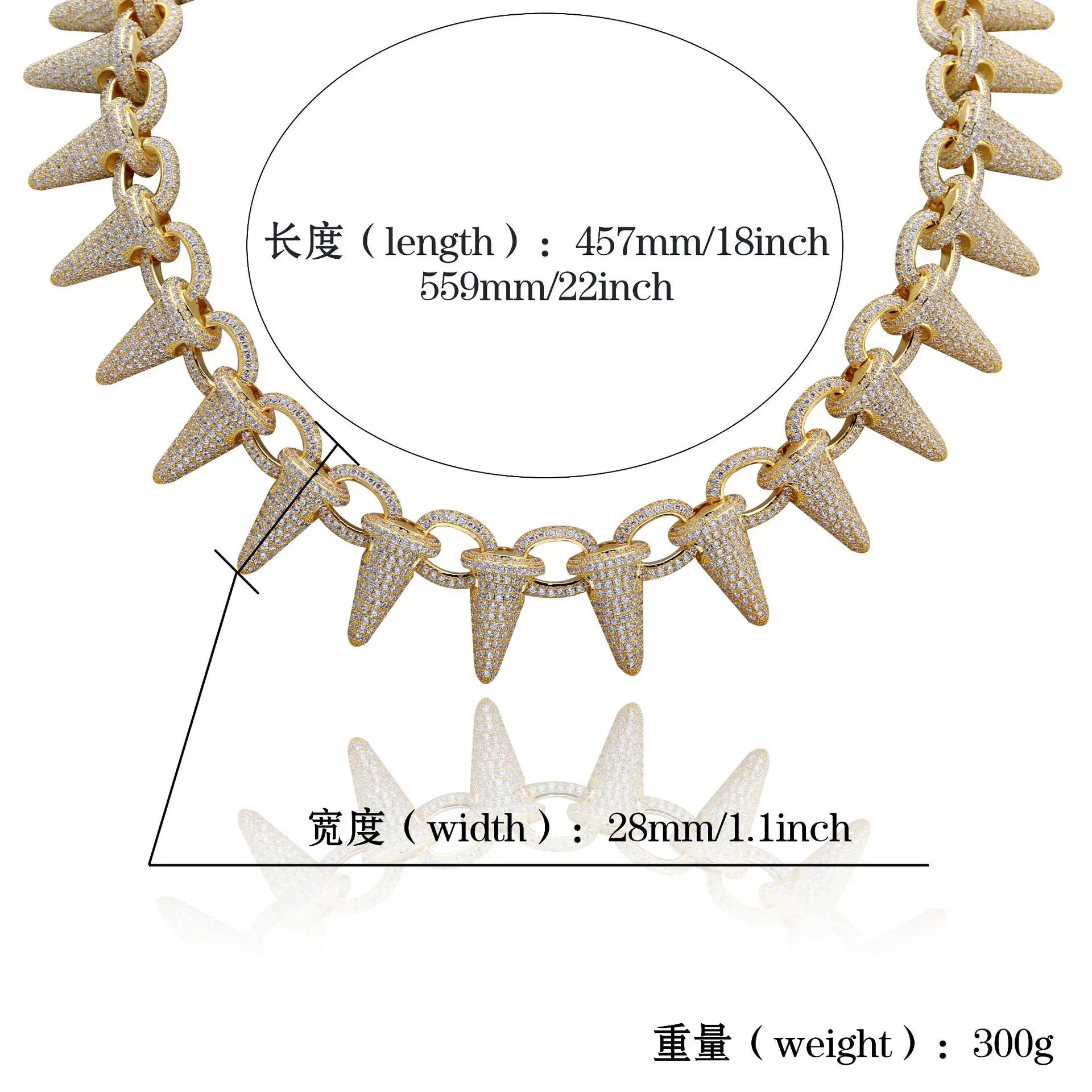 28mm Iced Out Heavy Punk Rivet Chokers Bling Cubic Zircon Mens Hip Hop CZ Necklace Jewelry Gold Silver Color Chain 18" 22" Chain