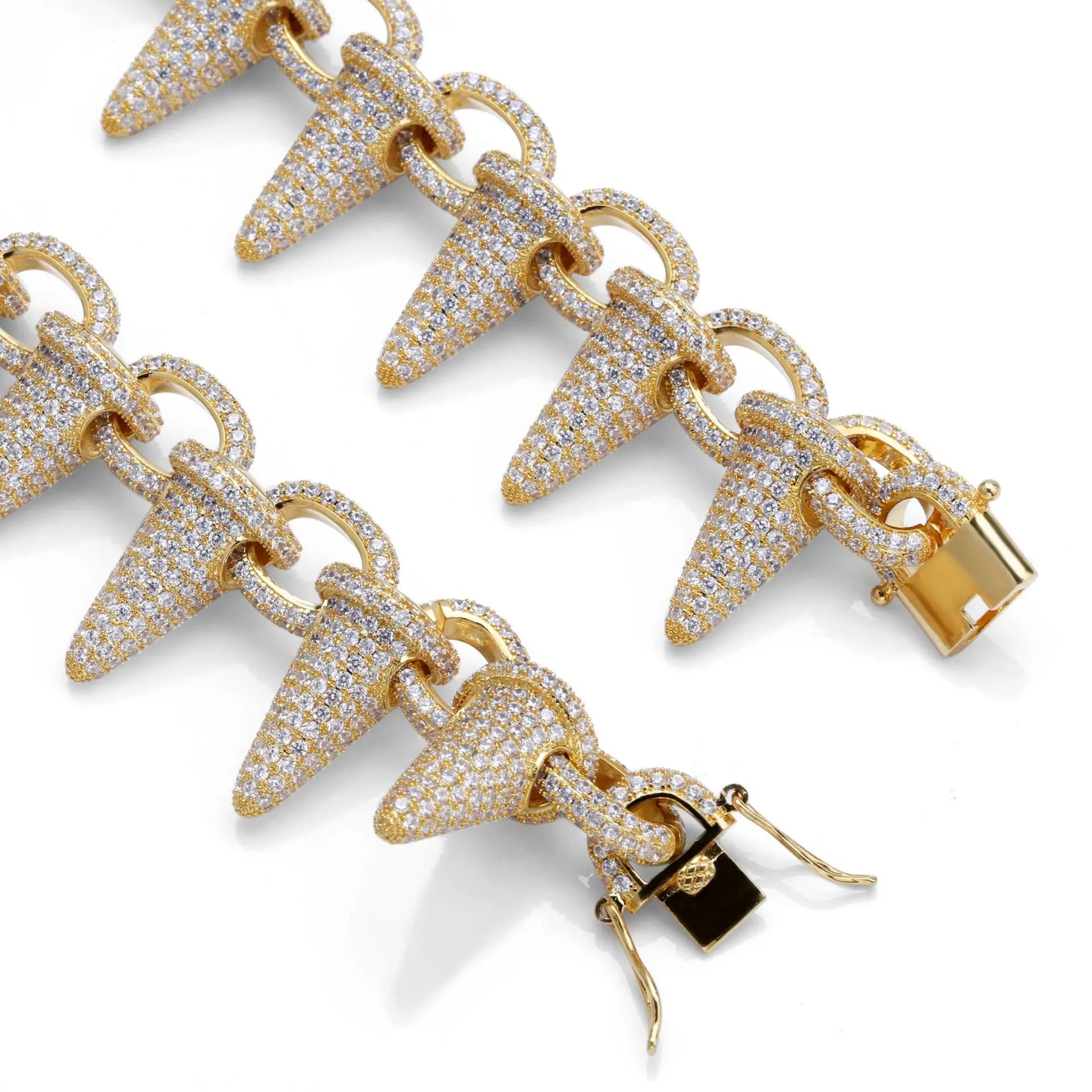 28mm Iced Out Heavy Punk Rivet Chokers Bling Cubic Zircon Mens Hip Hop CZ Necklace Jewelry Gold Silver Color Chain 18" 22" Chain