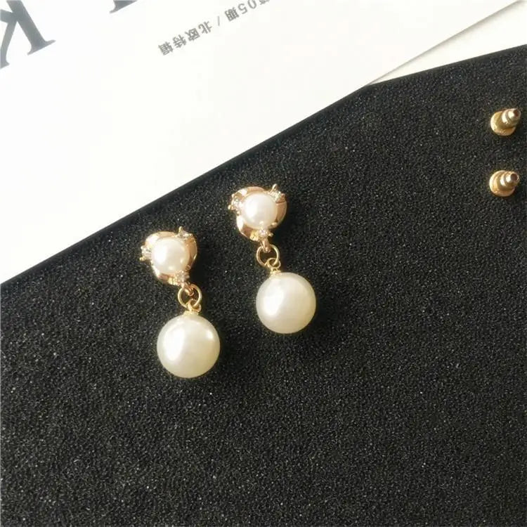 Best Selling Wild Fashion Simple Pearl Bean  Earrings Style Women Girls Earrings Jewelry Wholesale Crystal Earrings Brincos