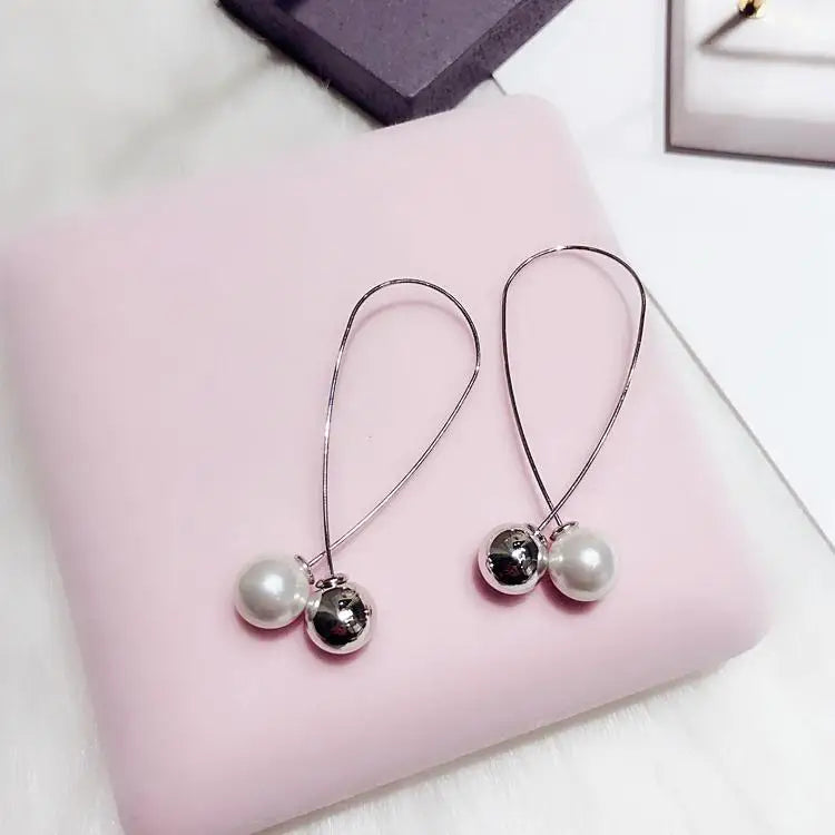 Best Selling Wild Fashion Simple Pearl Bean  Earrings Style Women Girls Earrings Jewelry Wholesale Crystal Earrings Brincos
