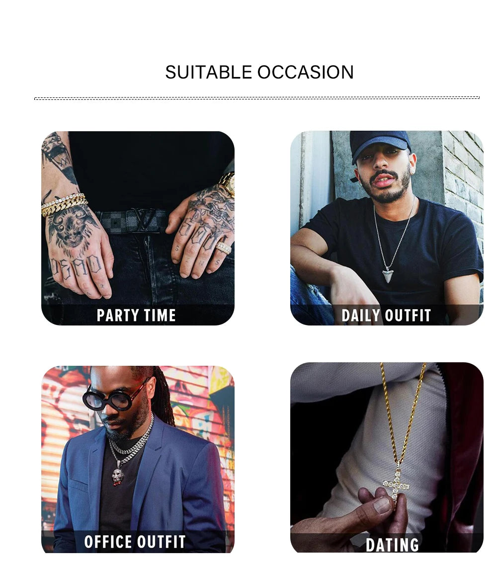 TOPGRILLZ Hip Hop Pico Harvey Cross Pendant Necklaces Micro Pave AAAA+ CZ Necklace 18'' 20'' 24" 30" Link Dropping