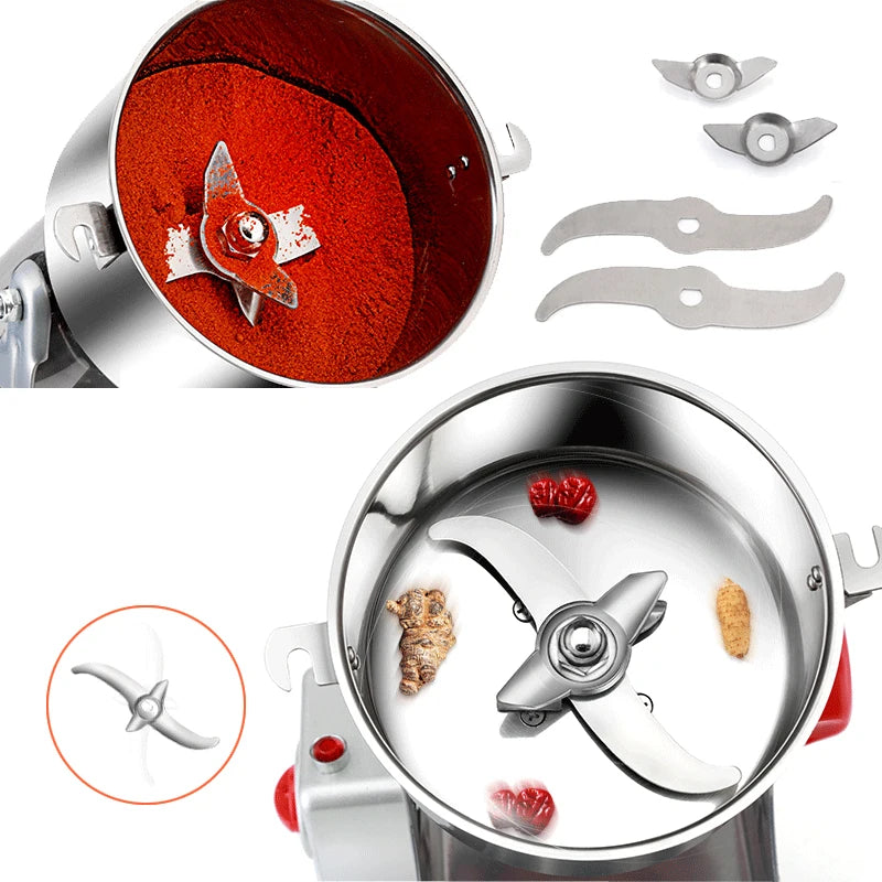 BioloMix Trockenfutter-Mühle 800g 700g - Getreide-, Gewürz-, Kräuter-, Müsli-, Kaffeemühle zum Zerkleinern von Mehl und Pulver