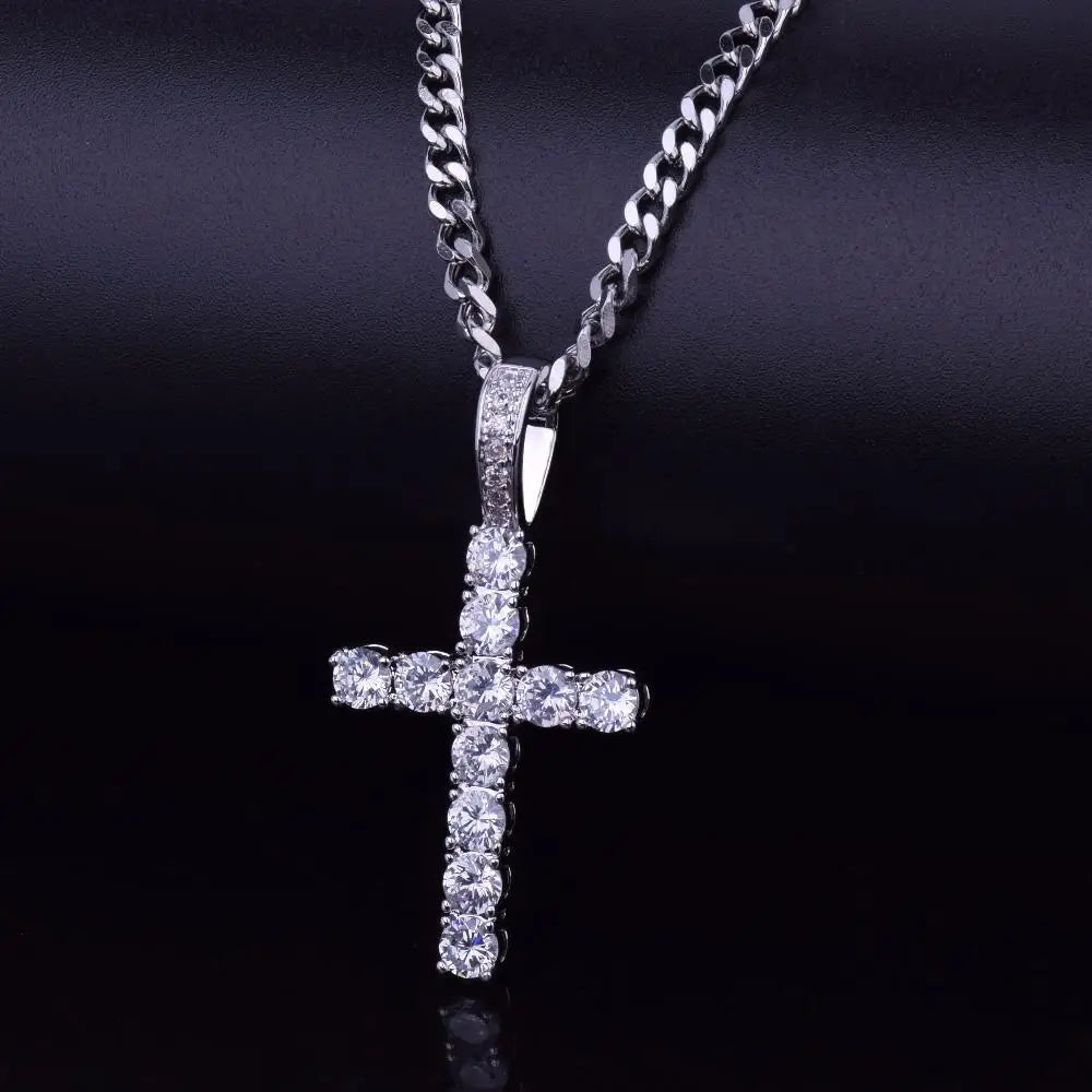 TOPGRILLZ Hip Hop Pico Harvey Cross Pendant Necklaces Micro Pave AAAA+ CZ Necklace 18'' 20'' 24" 30" Link Dropping