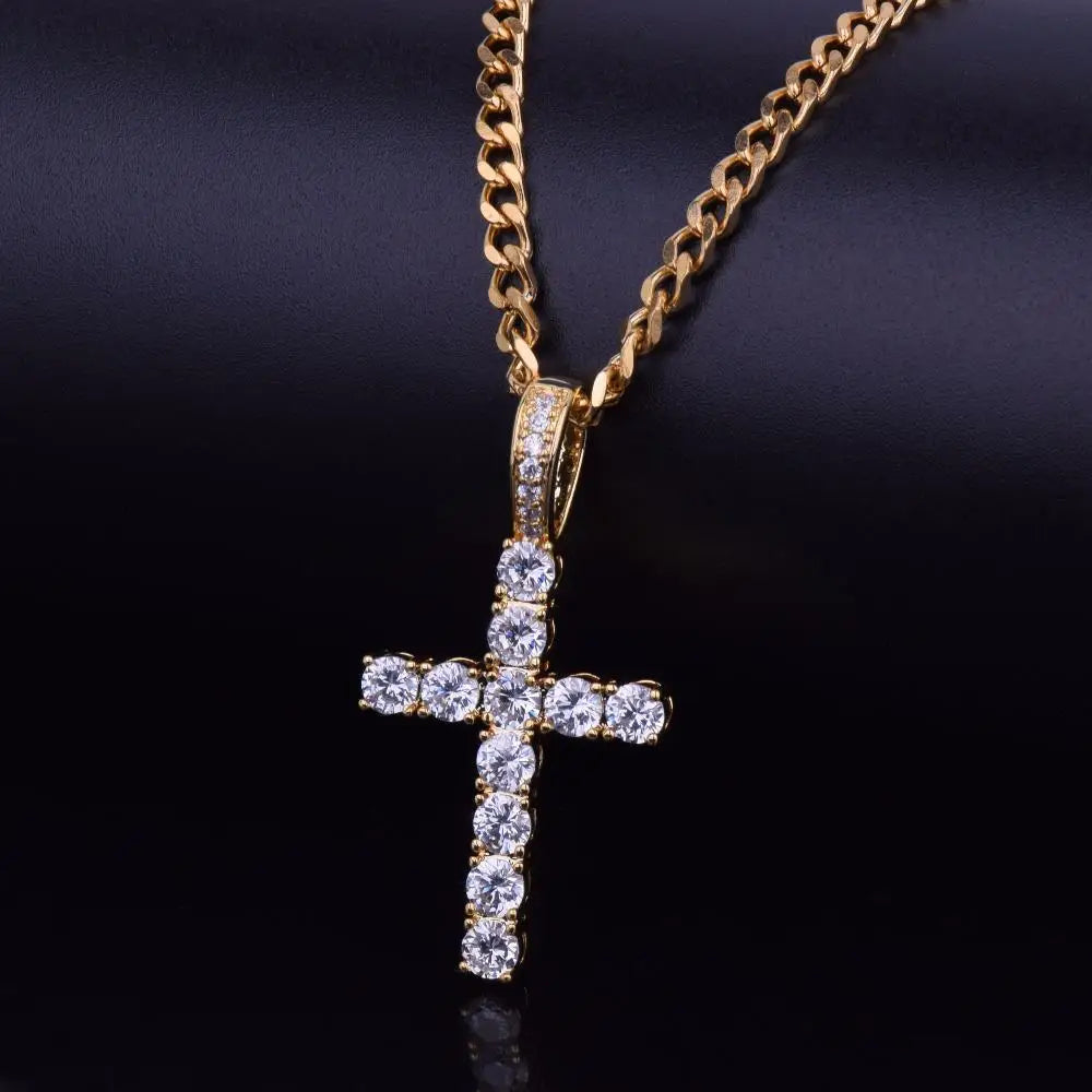 TOPGRILLZ Hip Hop Pico Harvey Cross Pendant Necklaces Micro Pave AAAA+ CZ Necklace 18'' 20'' 24" 30" Link Dropping