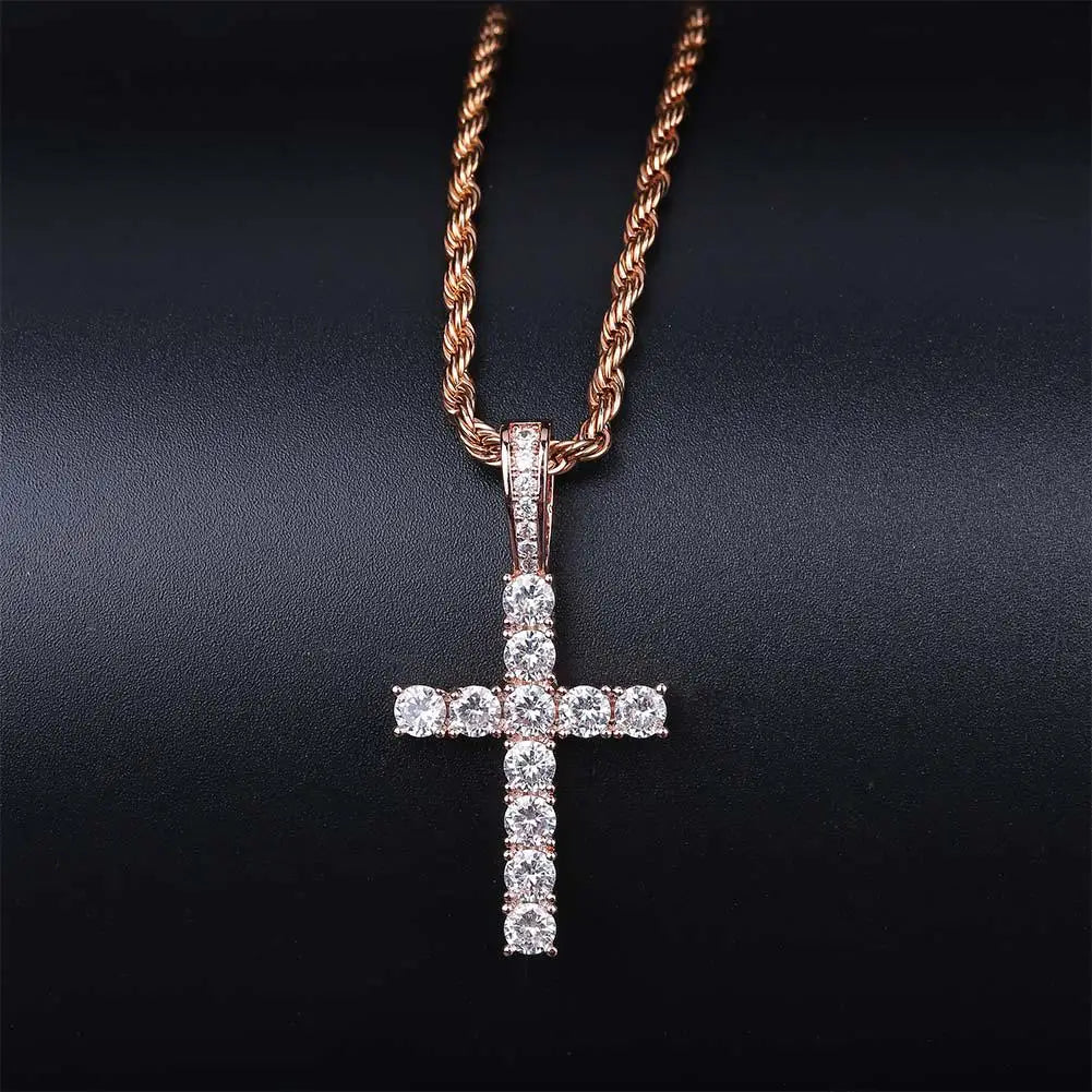 TOPGRILLZ Hip Hop Pico Harvey Cross Pendant Necklaces Micro Pave AAAA+ CZ Necklace 18'' 20'' 24" 30" Link Dropping