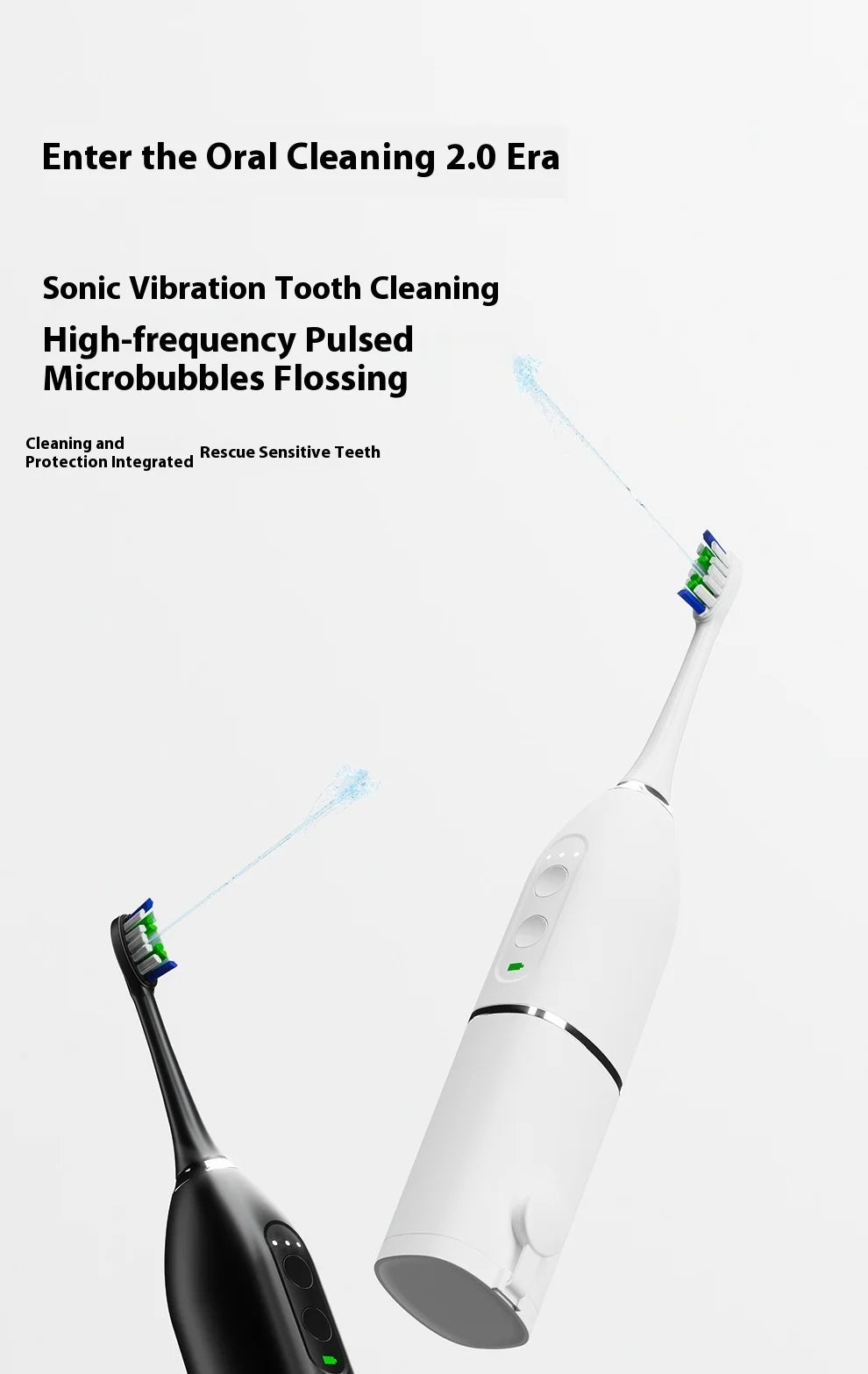 Direct Factory's New Portable 2-in-1 Sonic Vibration Electric Toothbrush Water Dental Flosser Household Dental Scaler Plastic