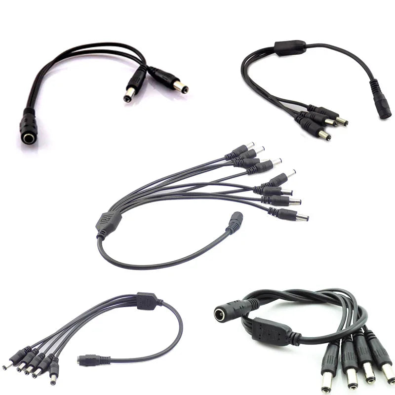 2.1*5.5mm 1 Buchse auf 2 3 4 5 8 Stecker DC-Stromverteilerkabel für CCTV-Überwachungskamera-Zubehör Netzteil 12V