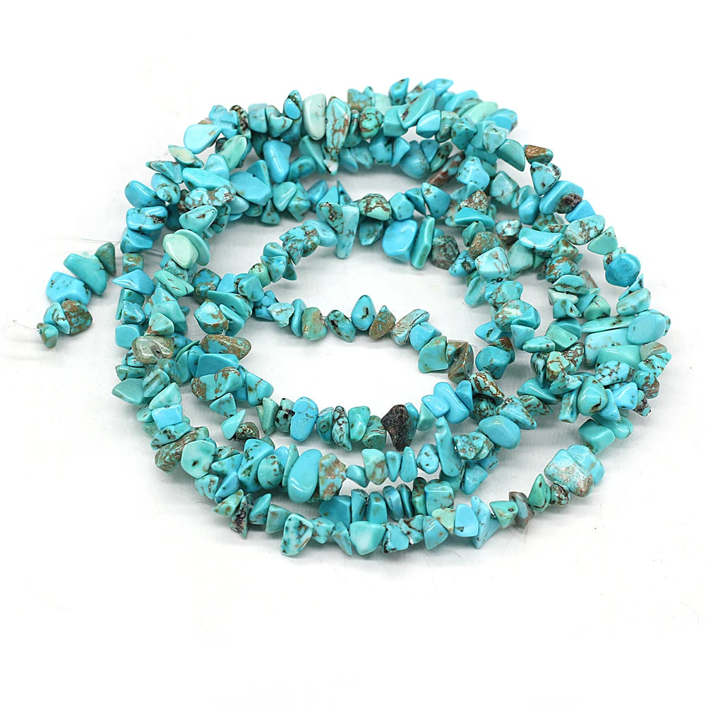 40cm Natuurlike Blou Turkoois Klip Onreëlmatige Spaanders Gruis Los Krale vir Vroue Armband Juweliersware Toebehore Grootte 3x5-4x6mm