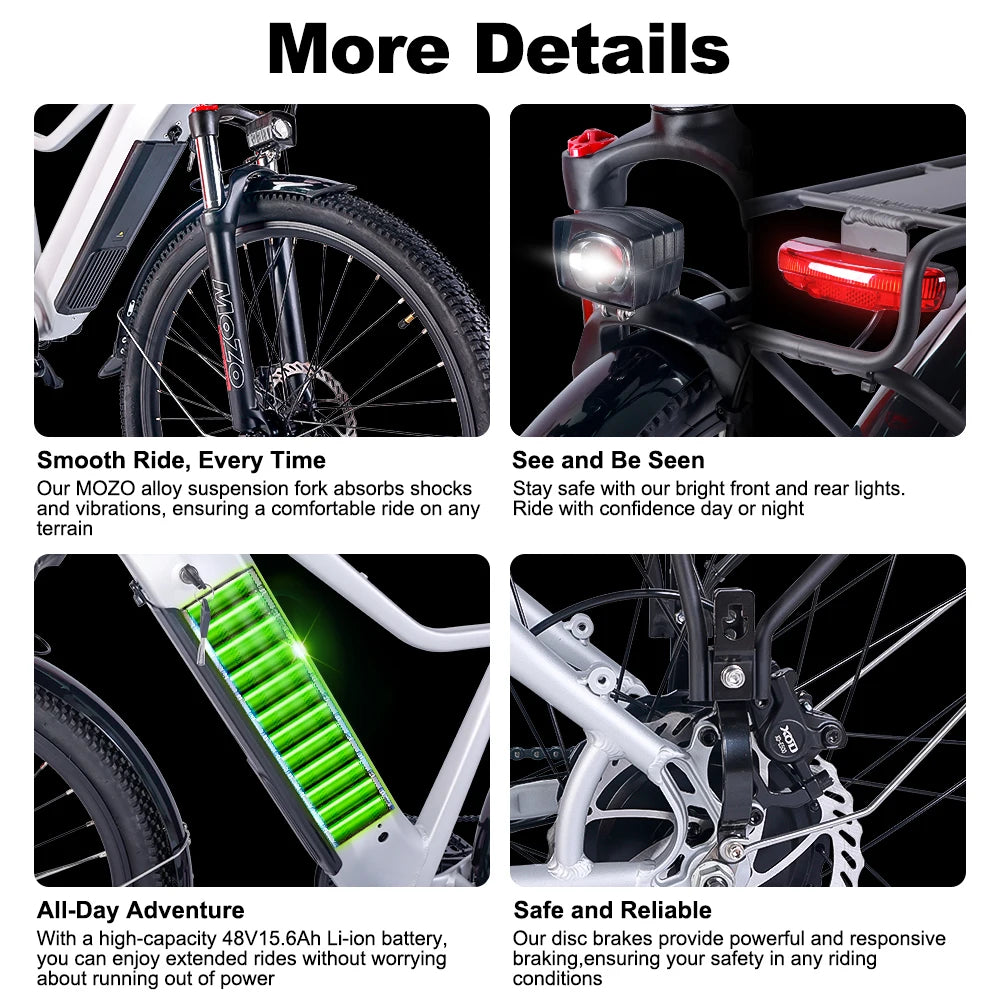 USA Warehouse Ebike Off Road Lithium Ion 48V 15.6Ah Electric Bicycle 750W Long Distance Adults Mountain Electric Bike
