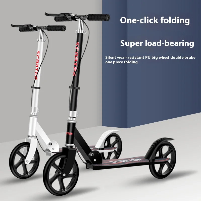 Large Two-Wheeled Kick Scooter for Adults and Teens Planar Wheel Device for Work City Campus Skateboarding