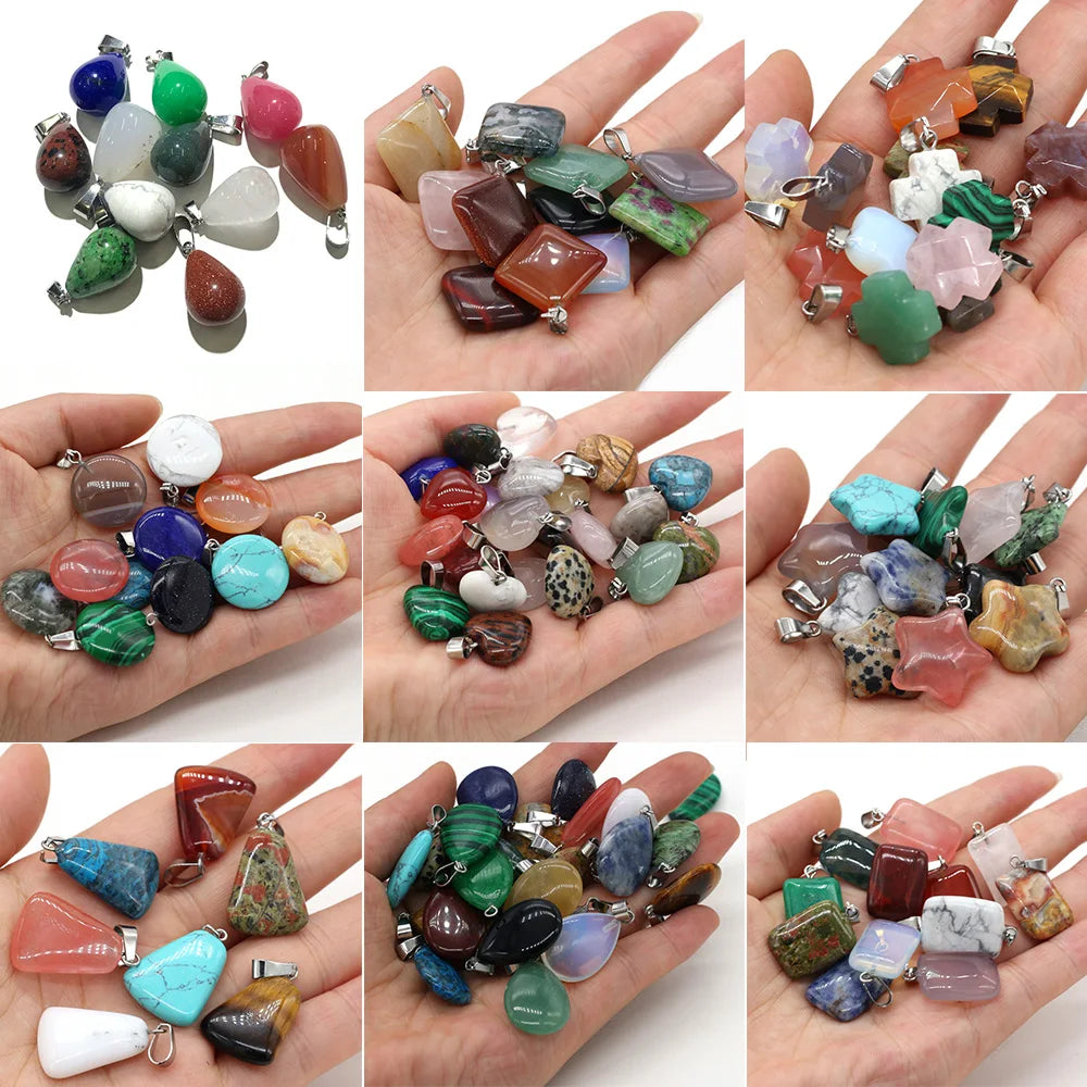 12 stuks Natuursteen Hanger Mengkleure Vroue Natuurlike Juweelbedels pas DIY Halssnoer Maak Groothandel Veelvuldige Vorme