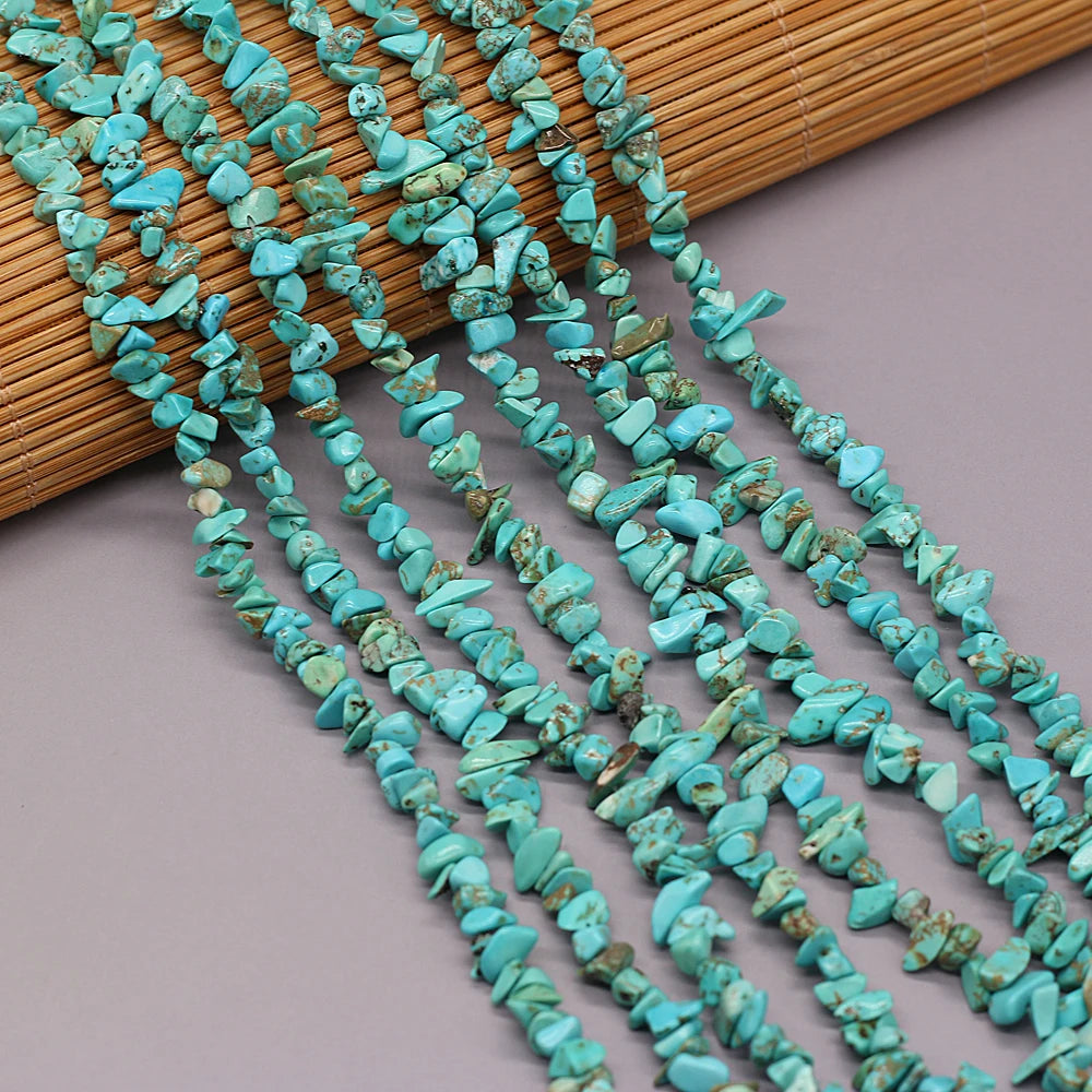 40cm Natuurlike Blou Turkoois Klip Onreëlmatige Spaanders Gruis Los Krale vir Vroue Armband Juweliersware Toebehore Grootte 3x5-4x6mm