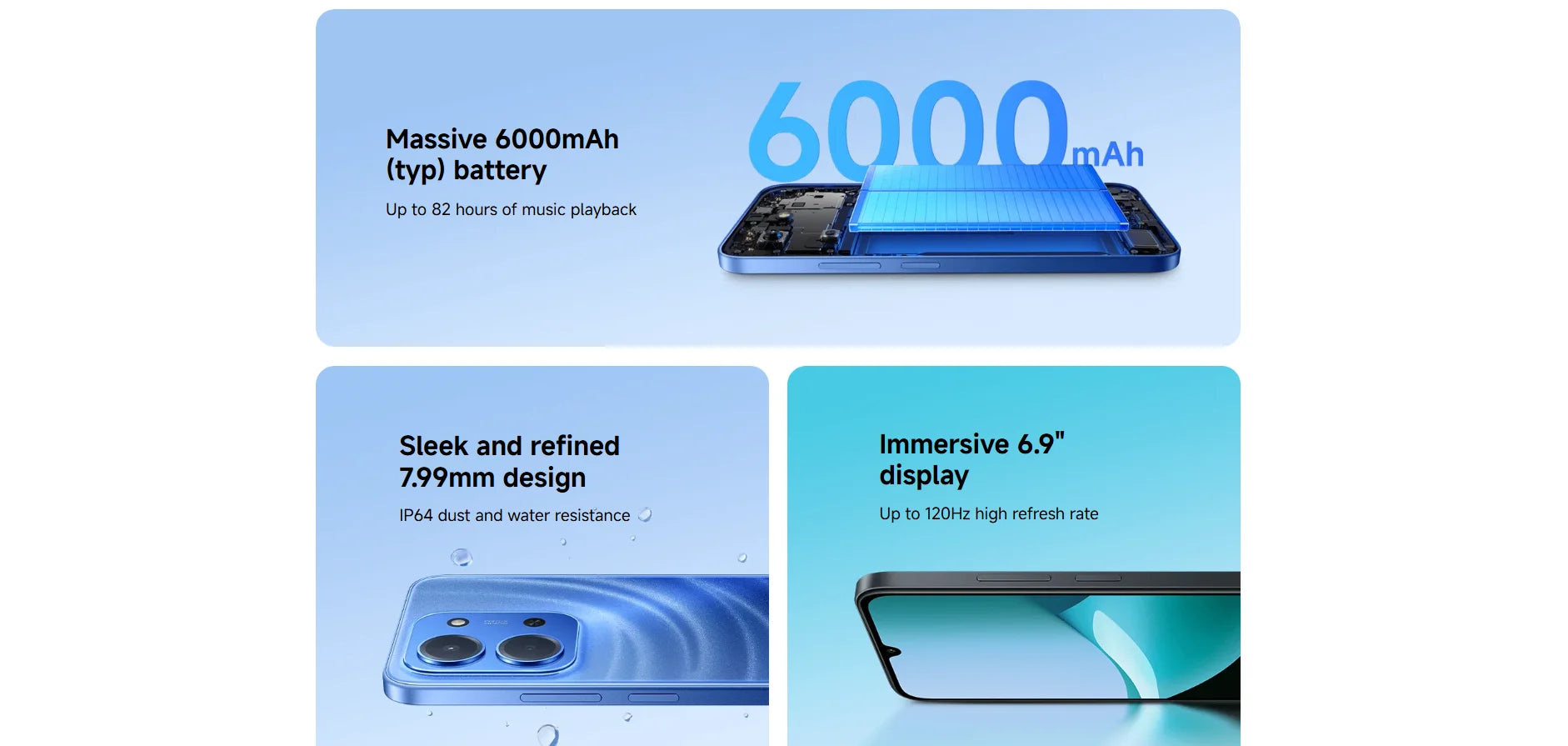 Global Version for Redmi 15C Octa Core LTE HD 6+128G Mobile Phone Original Cellphone Smartphone