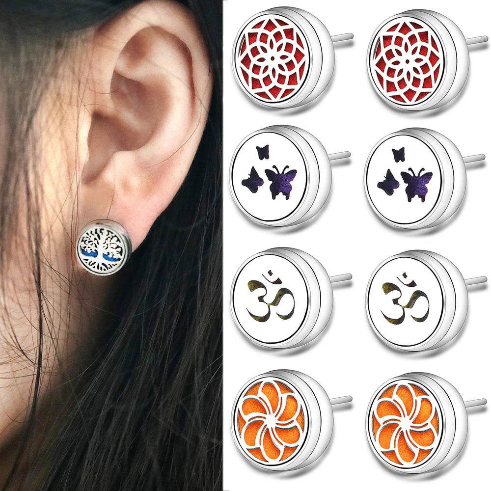 New Aromatherapy Ear Studs Earrings Stainless Steel Spiral Open Perfume Locket Angel Wings Fashion Women Earrings 2022 Jewelry