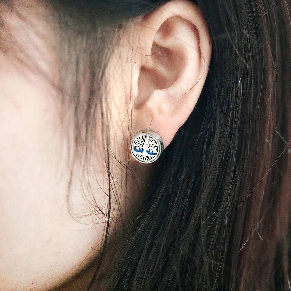 New Aromatherapy Ear Studs Earrings Stainless Steel Spiral Open Perfume Locket Angel Wings Fashion Women Earrings 2022 Jewelry