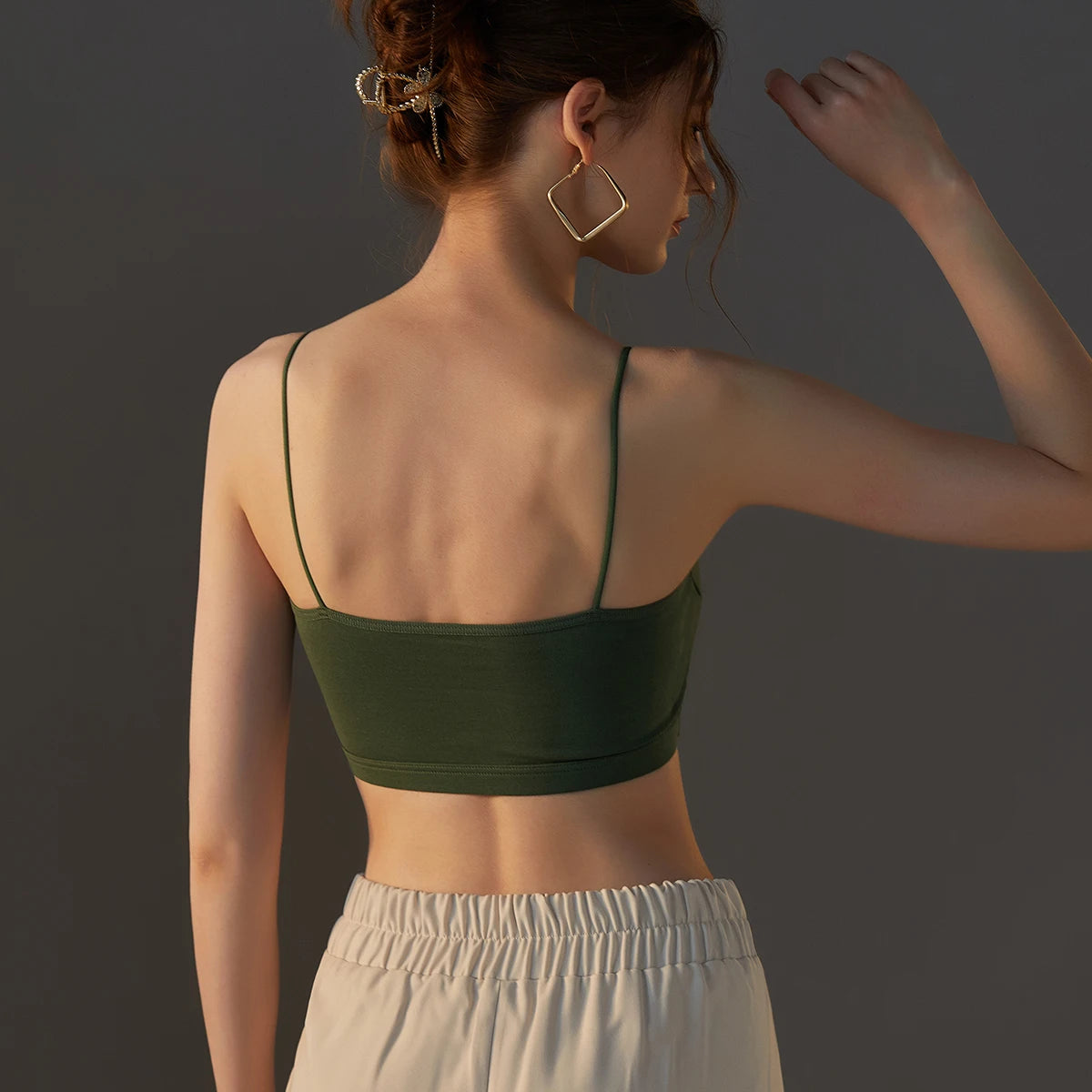 Wireless Bandeau Bra Eco-Friendly Thin Cotton Knitted Simple Design Convertible Flat Shoulder Straps Breathable Light Support