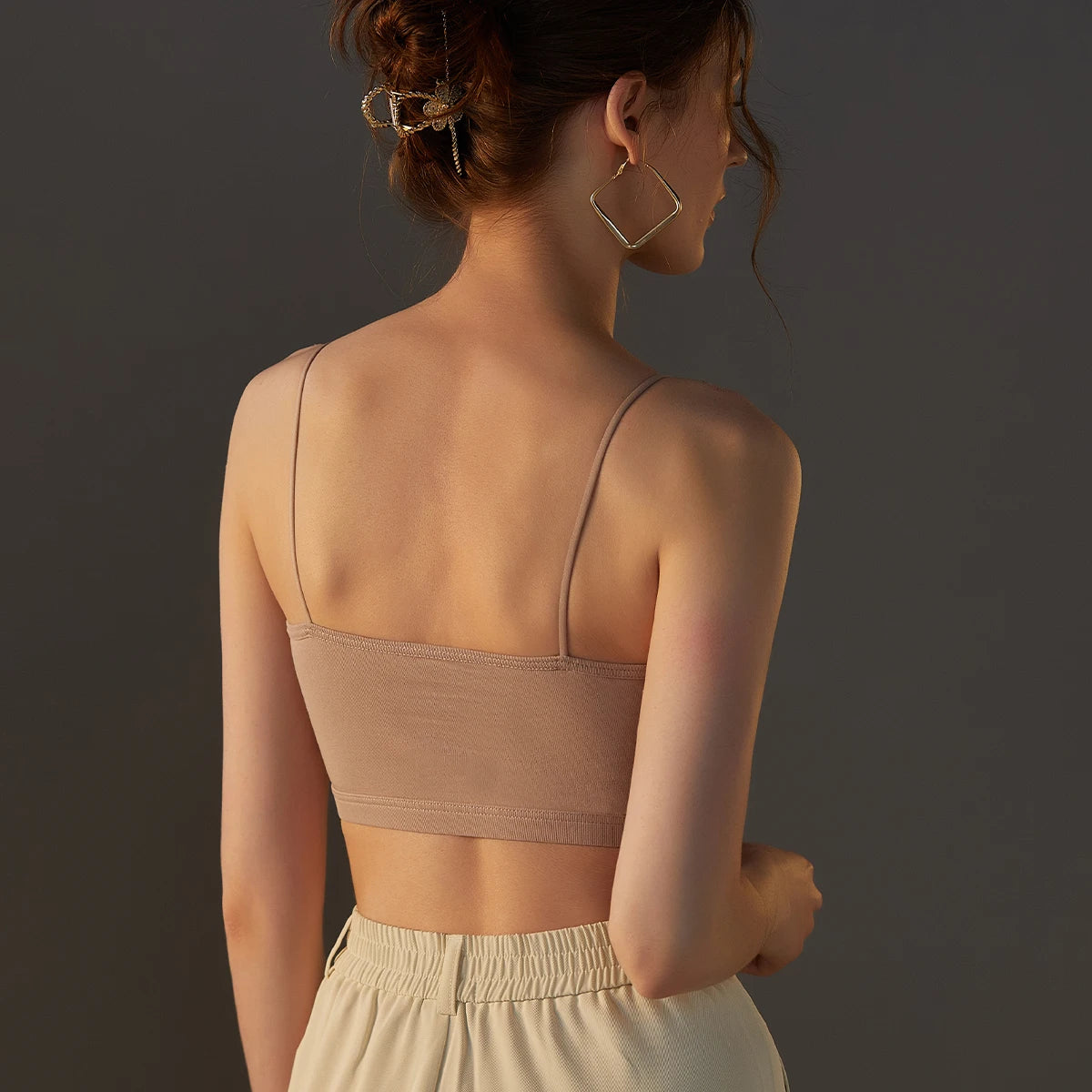 Wireless Bandeau Bra Eco-Friendly Thin Cotton Knitted Simple Design Convertible Flat Shoulder Straps Breathable Light Support