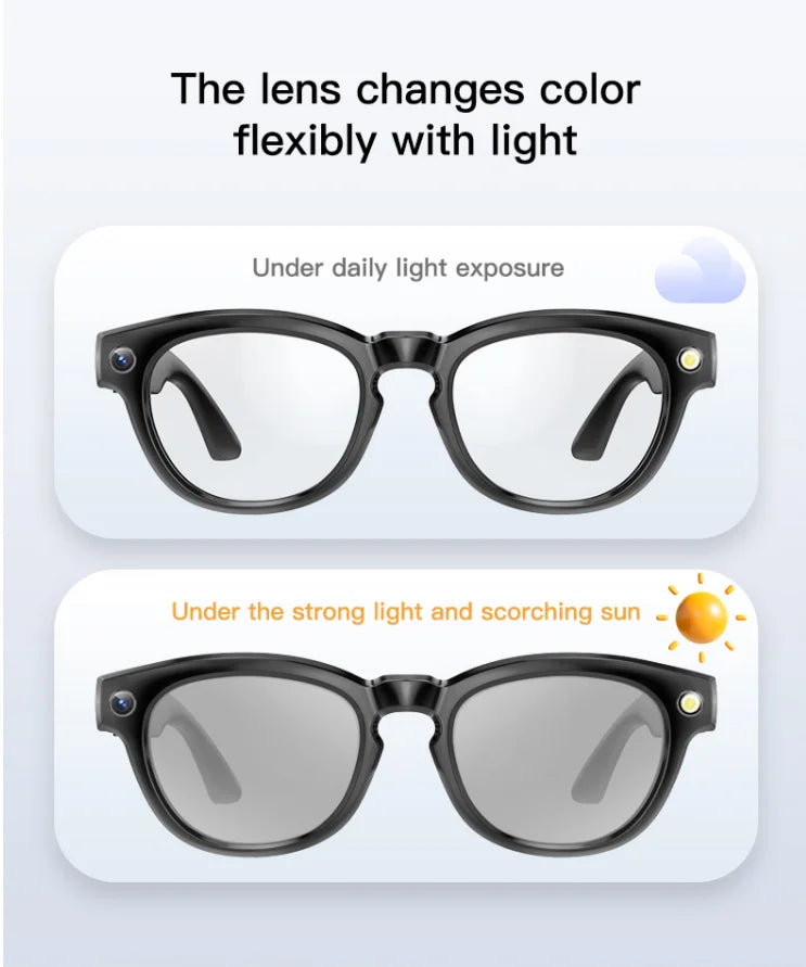 2025 New AI Camera Sunglasses Smart Glasses BT Blue Light Intelligent Ai Smart Glasses With Translator Voice Control