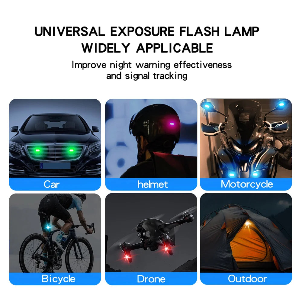 4pcs Wireless Remote Control 8 Color Rechargeable Waterproof LED Strobe Lights Car Decor Atmosphere Anti Collision Warning Lamp