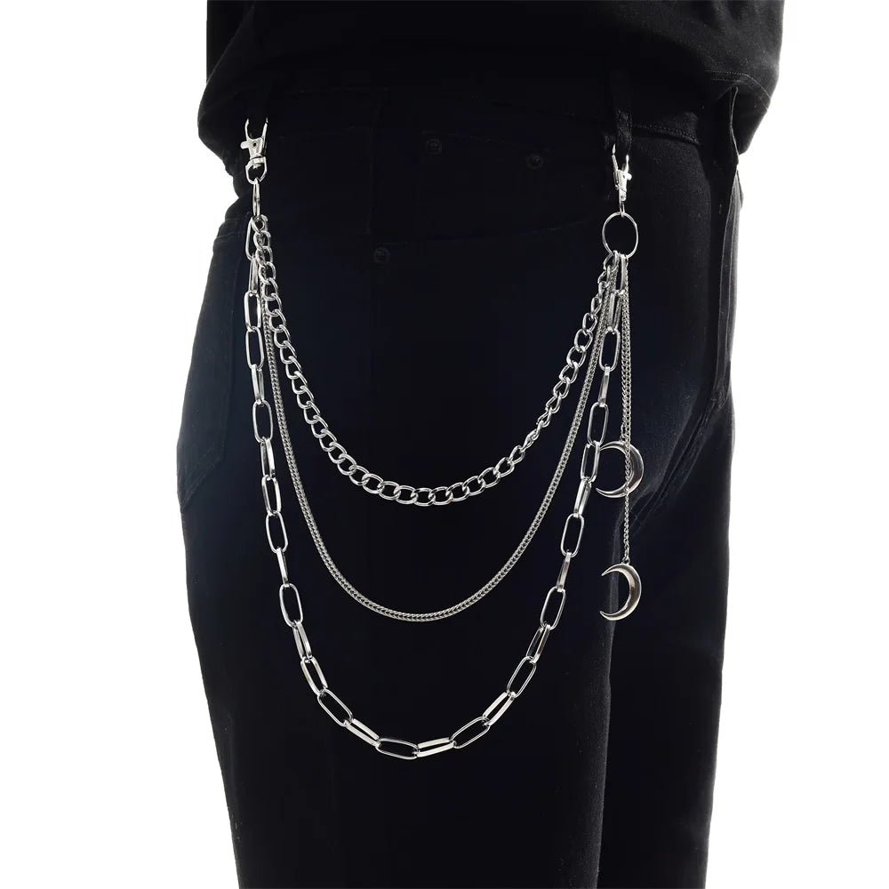 Moon Pendants Chain On The Jeans Pants Women  Keychains for Men Unisex  Egirl  Eboy Harajuku Goth  Aesthetic Accessories